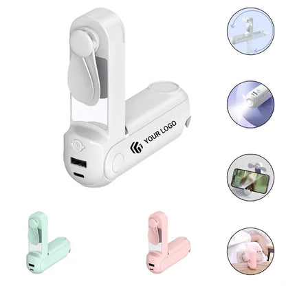Versatile 5-in-1 Mirror Power Bank Holder Flashlight Fan
