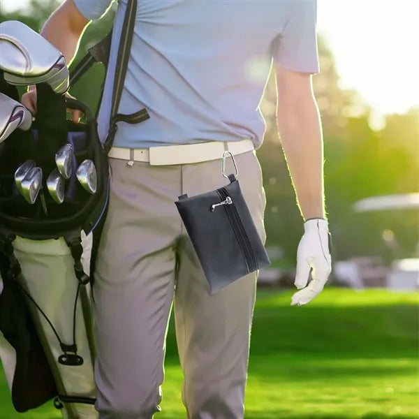 Portable Professional Zippered Golf Tee Pouch with Carabiner