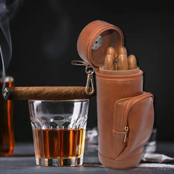 PU Leather Travel Cigar Case Pouch