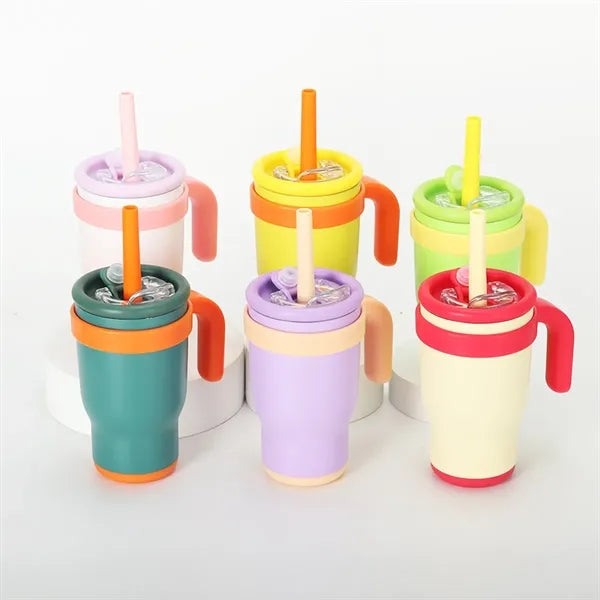Large Capacity Practical Portable Handle Straw Thermos Cup
