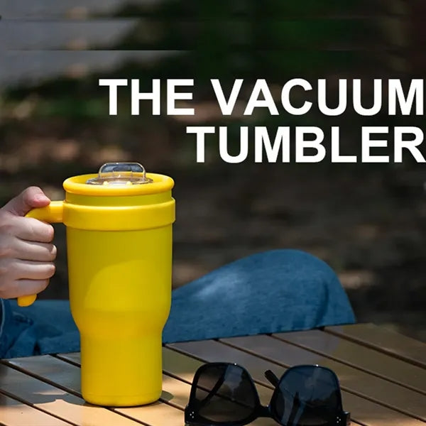 Large Capacity Practical Portable Handle Straw Thermos Cup