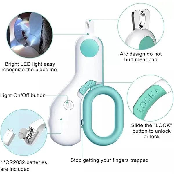 Versatile Portable Safety LED Light Pet Nail Clippers
