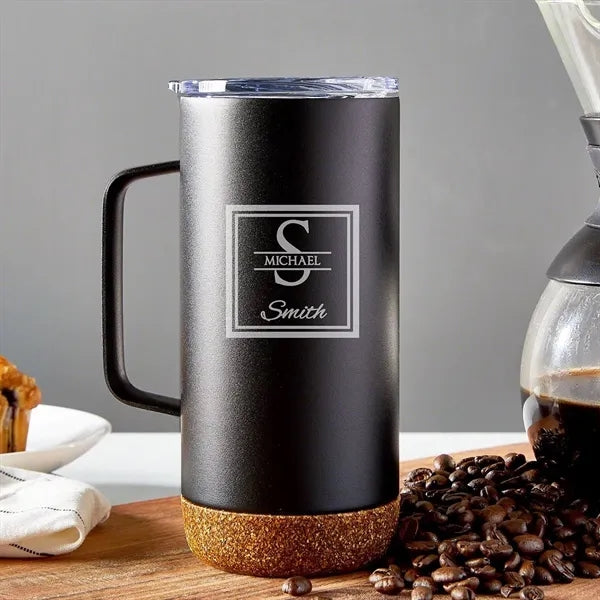 16 oz Copper Insulated Travel Mug W/Handle and Cork Bottom
