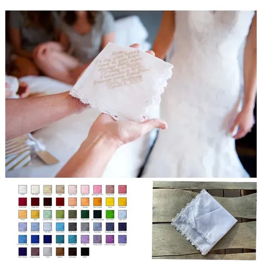 Lace Handkerchief -EmbroideredPersonalized Wedding