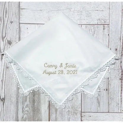 Lace Handkerchief -EmbroideredPersonalized Wedding