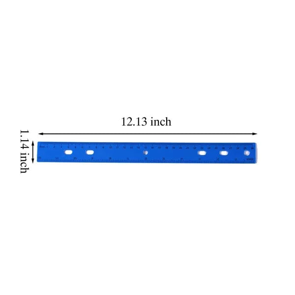12" Colorful Durable Plastic Measuring Ruler with Holes