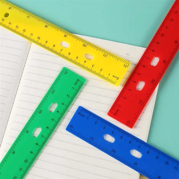 12" Colorful Durable Plastic Measuring Ruler with Holes