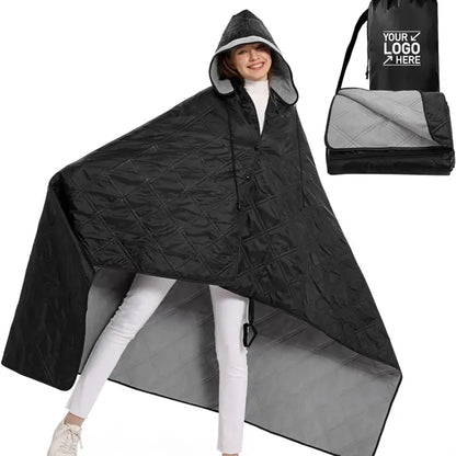 Waterproof Camping Fleece Blanket with Hoodie