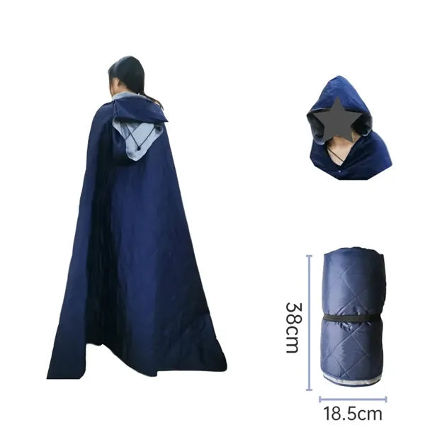 Waterproof Camping Fleece Blanket with Hoodie