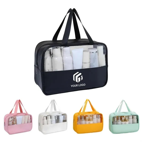 Large PVC Clear Waterproof Travel Toiletry Pouch Makeup Bag