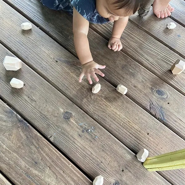 Toddler Montessori Toys Wooden Sorting Stacking Rocks Stones