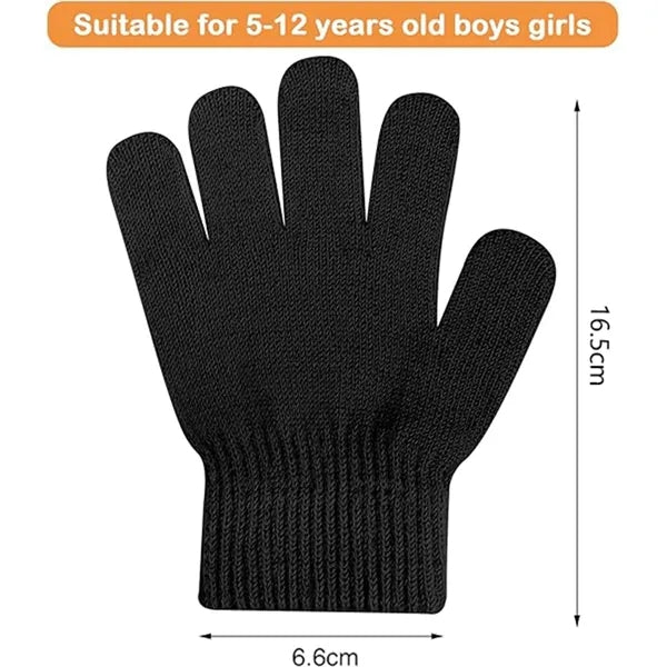 Kids Winter Warm Full Fingers Knit Gloves