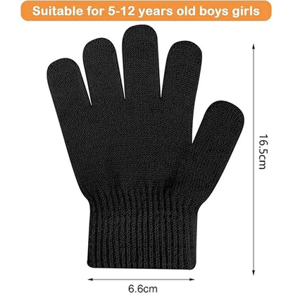 Kids Winter Warm Full Fingers Knit Gloves