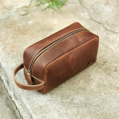 Personalized Groomsmen Gift, Leather Toiletry Bag