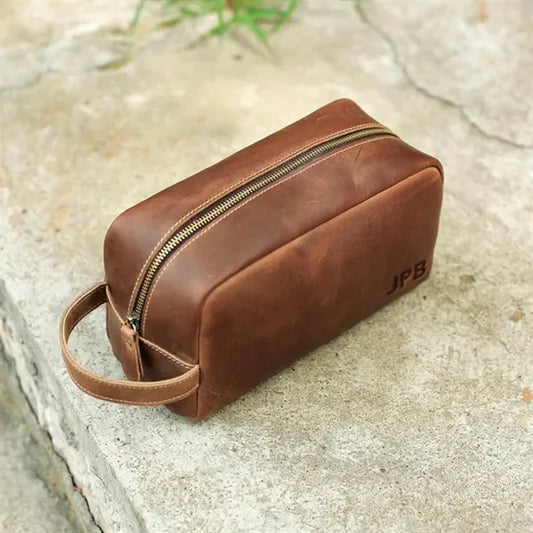 Personalized Groomsmen Gift, Leather Toiletry Bag