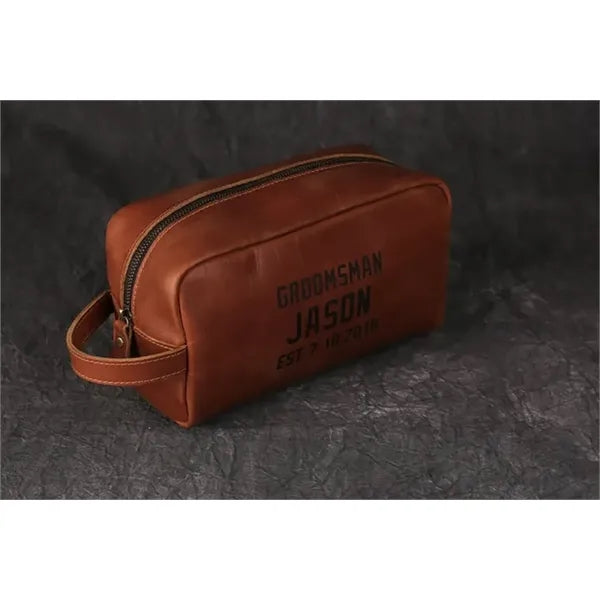 Personalized Groomsmen Gift, Leather Toiletry Bag