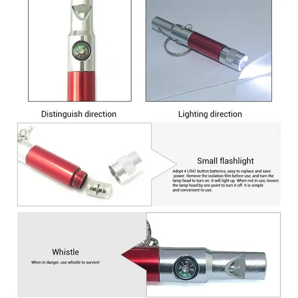 Multifunctional Outdoor 3-in-1 Tool Whistle Compass Light