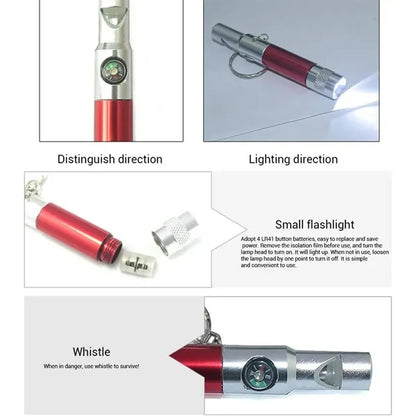 Multifunctional Outdoor 3-in-1 Tool Whistle Compass Light