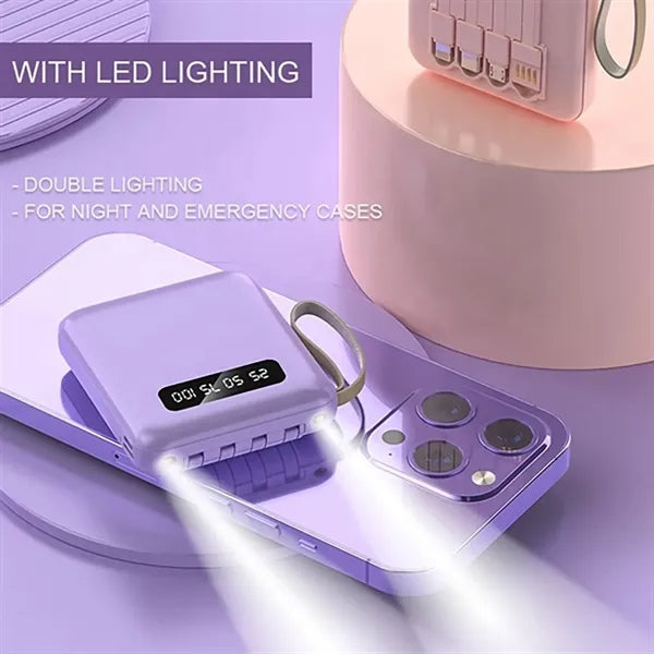 3" Mini Rechargeable 10000mAh Power Bank With LED Flashlight