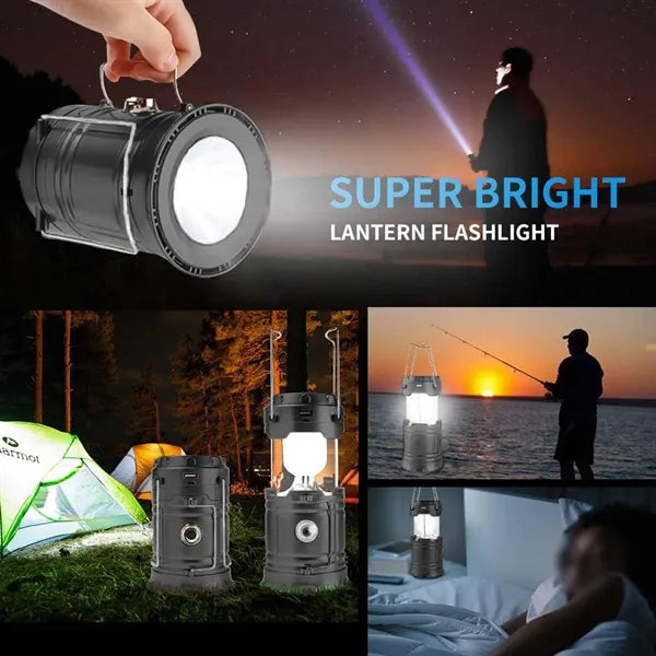 Collapsible Portable Solar Rechargeable Lantern Flashlight
