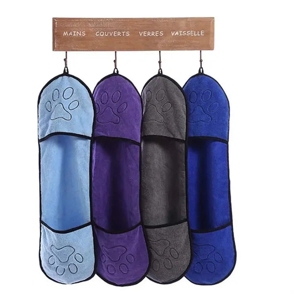 Pet Grooming Absorbent Soft Dog Towels with Hand Pockets
