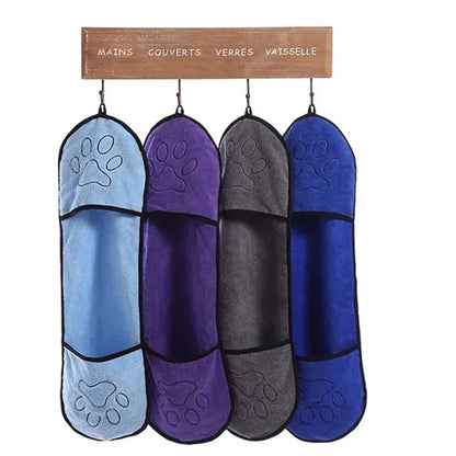Pet Grooming Absorbent Soft Dog Towels with Hand Pockets