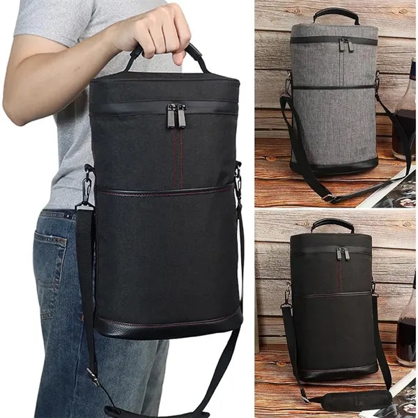 Large portable insulated wine protective carrying cooler bag