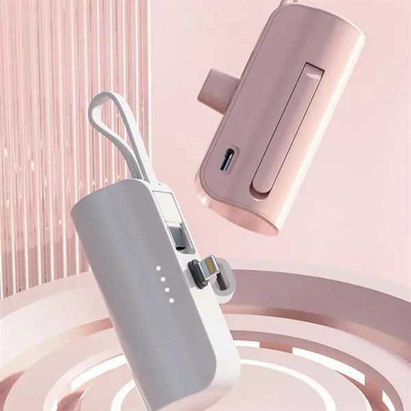Mini Power Bank with Built-in Lightning&USB-C Connector