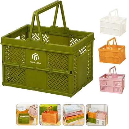 Foldable Pantry Crates Container Plastic Grocery Basket