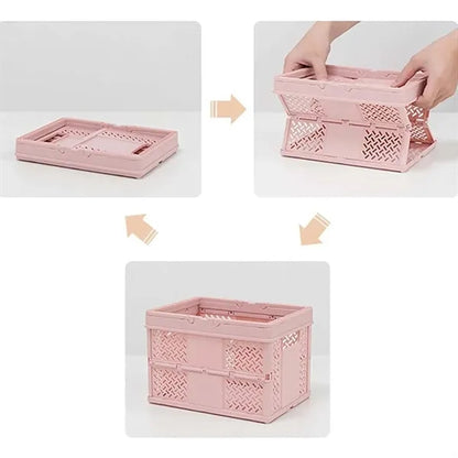 Foldable Pantry Crates Container Plastic Grocery Basket