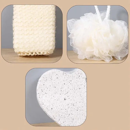 4Pcs Bathroom Sponge Scrubber Shower Brush Bathing Set