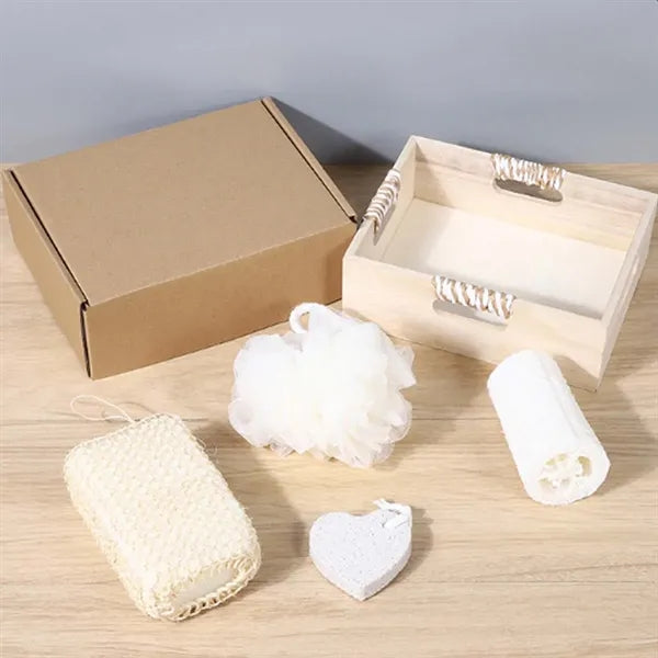 4Pcs Bathroom Sponge Scrubber Shower Brush Bathing Set