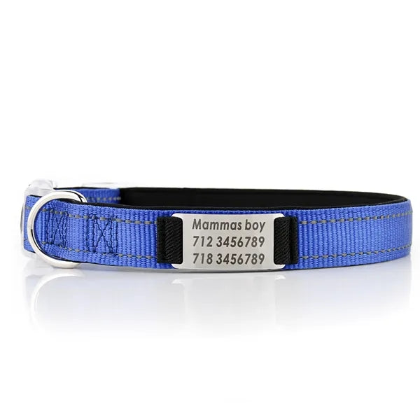 Reflective Nylon Dog Collar with Laser Engraving Plate