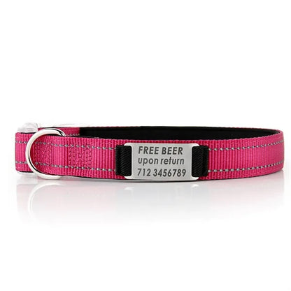 Reflective Nylon Dog Collar with Laser Engraving Plate