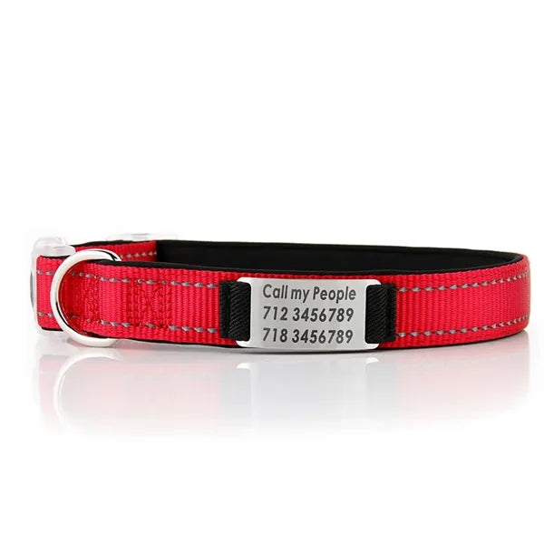 Reflective Nylon Dog Collar with Laser Engraving Plate