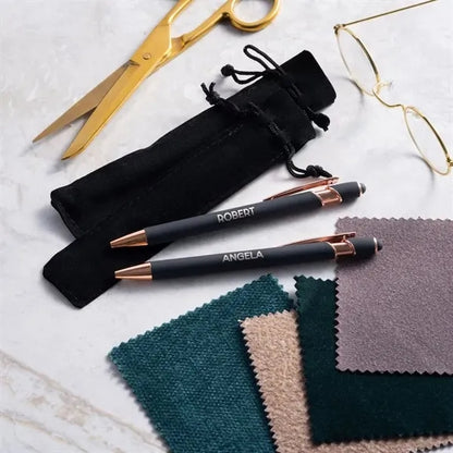 Velour Gold Accents Velvet Stylus Pen W/Pouch