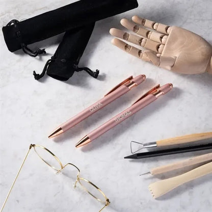 Velour Gold Accents Velvet Stylus Pen W/Pouch