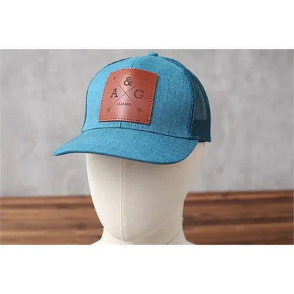 Custom Leather Patch Hat-Golf, Gift for Father's Day,Trucker