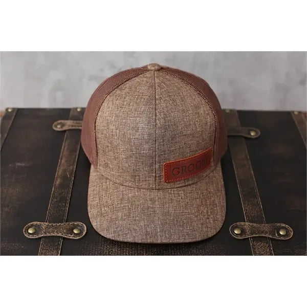 Custom Leather Patch Hat-Golf, Gift for Father's Day,Trucker