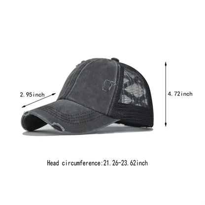 Versatile casual elastic trucker ponytail baseball cap