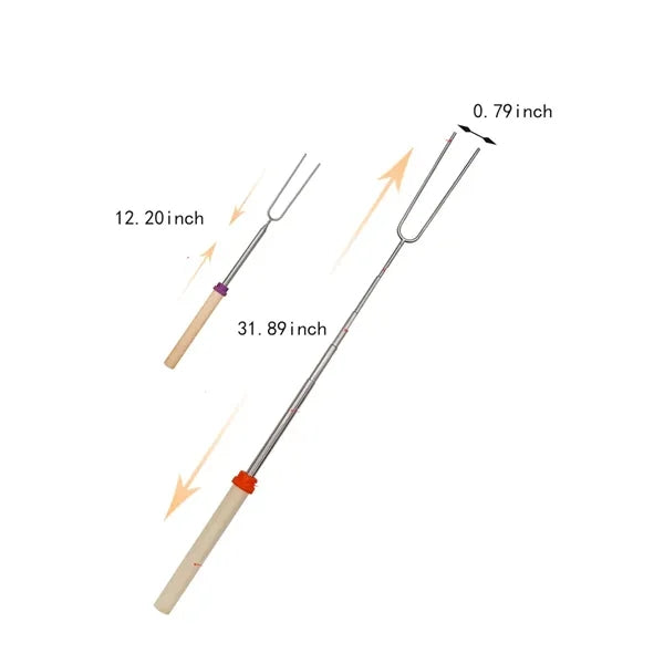 Multi-purpose Stainless Steel Retractable Roasting Sticks