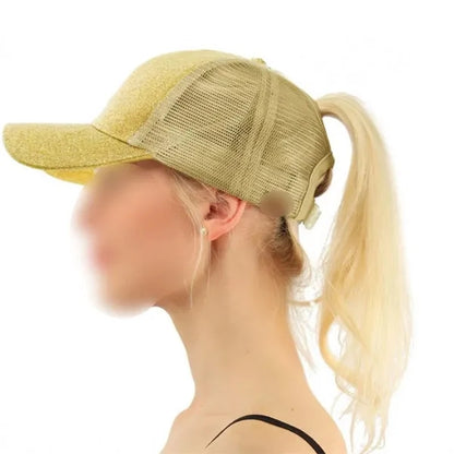 Fashion Travel Glitter Visor Ponytail Hat Baseball Cap