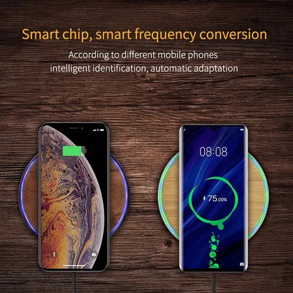 Universal Slim Wood Wireless Charger Pad for Home Office