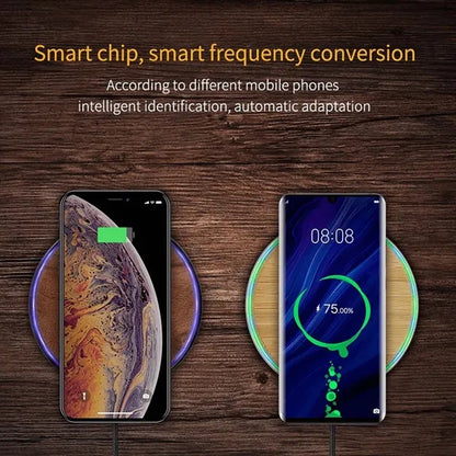 Universal Slim Wood Wireless Charger Pad for Home Office