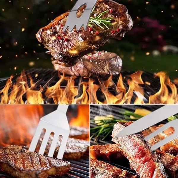 Stainless Steel Wooden Handle Camping Grill BBQ Tool Set