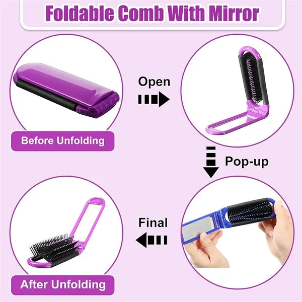 Multifunctional Portable Folding Massage Mirror Hair Comb