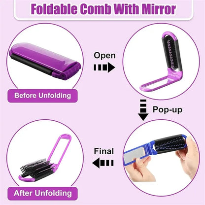 Multifunctional Portable Folding Massage Mirror Hair Comb