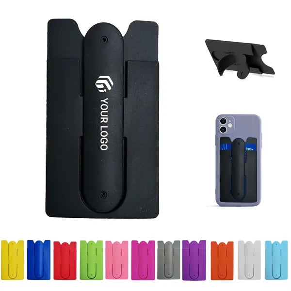 Portable silicone support wallet phone stand card holder