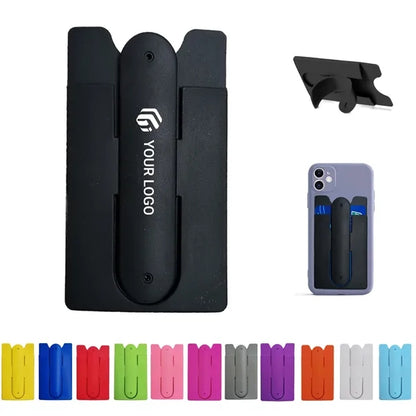 Portable silicone support wallet phone stand card holder
