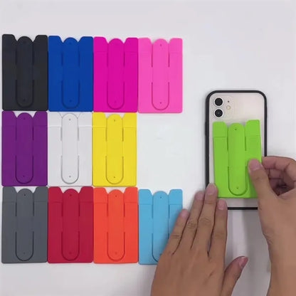Portable silicone support wallet phone stand card holder